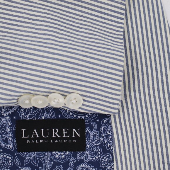 Lauren ralph Lauren Sport Coat Men 42R seersucker Single Breasted Striped Cotton
